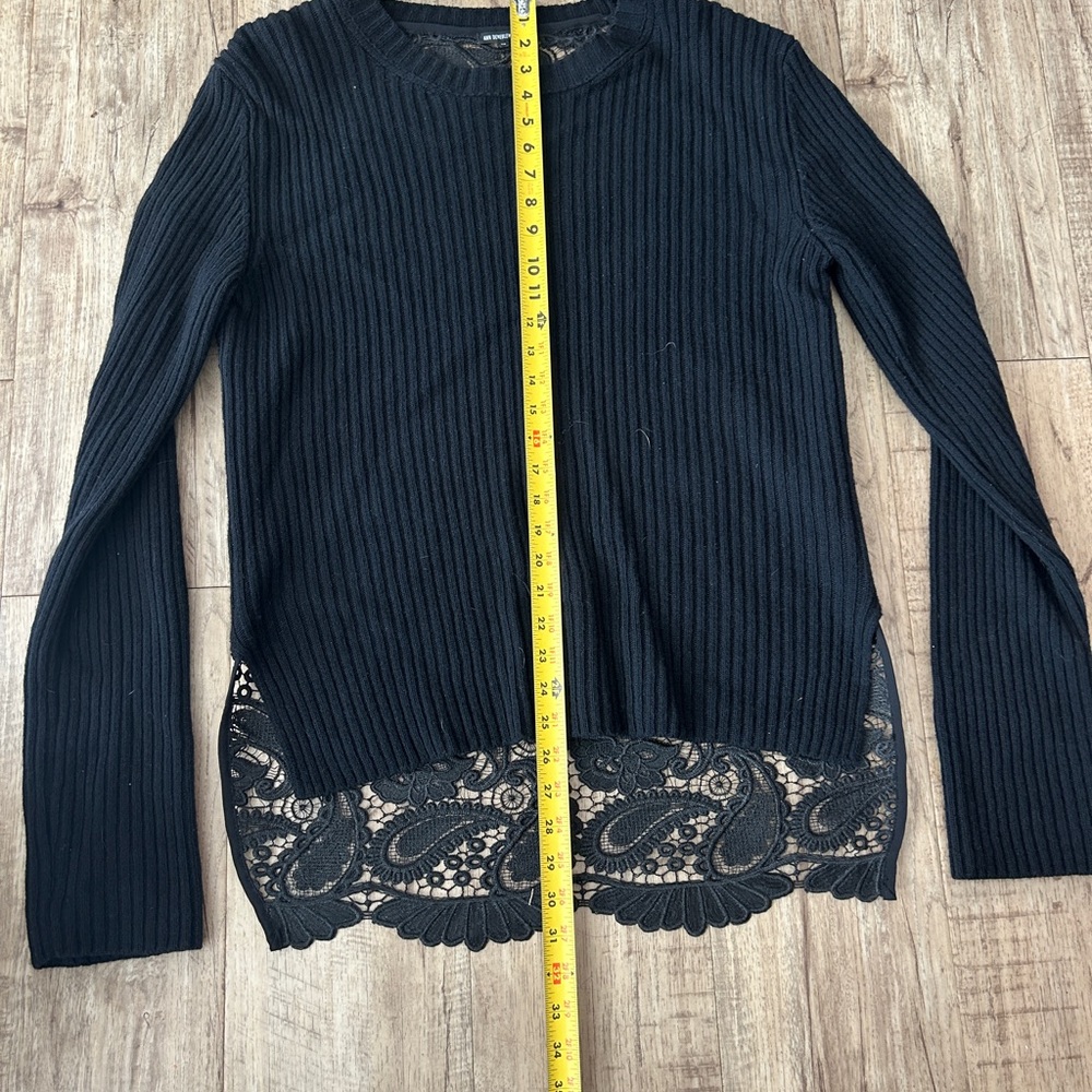 Ann Demeulemeester Black Ribbed Sweater with Lace Back - Picture 5 of 9